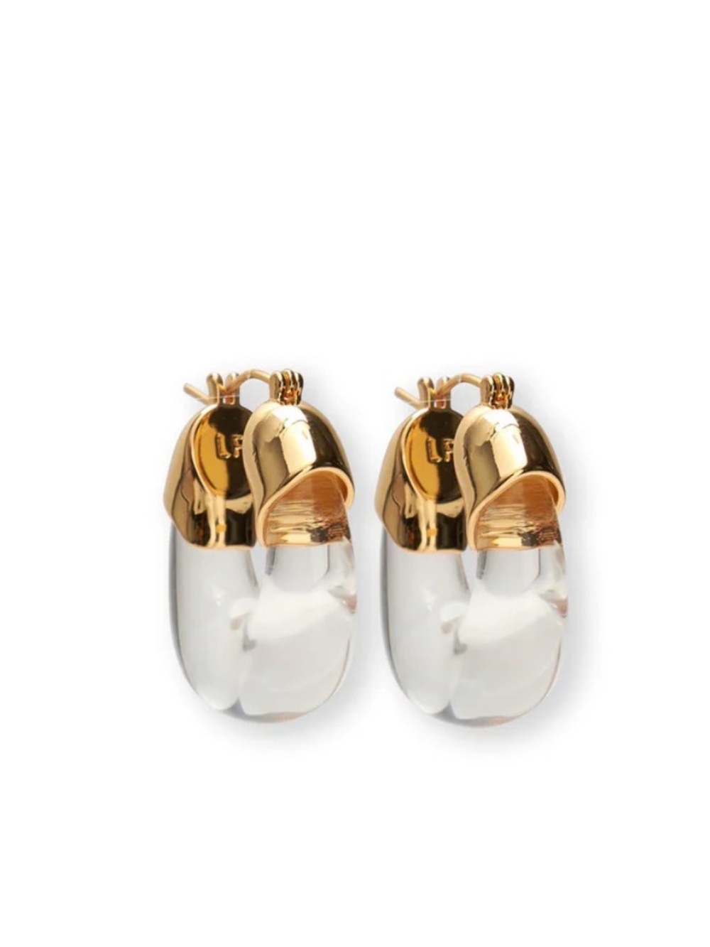 Gold and Clear Resin Hoop Drop Earrings - Unbranded